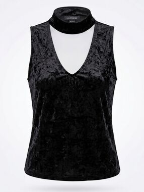 Streetwear Society Black Velvet Choker Sleeveless Gothic Top Size L